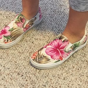 Vans floral slip ons